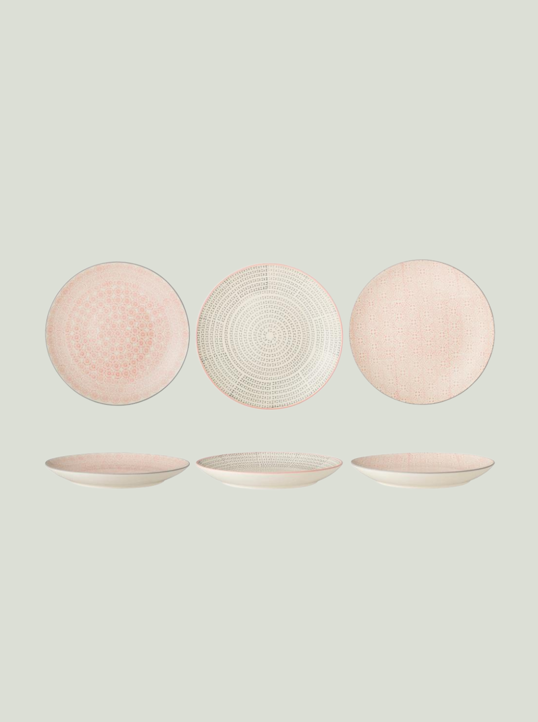 Talerz Cécile, róża, kamionka 25 cm Bloomingville - zestaw 3 szt