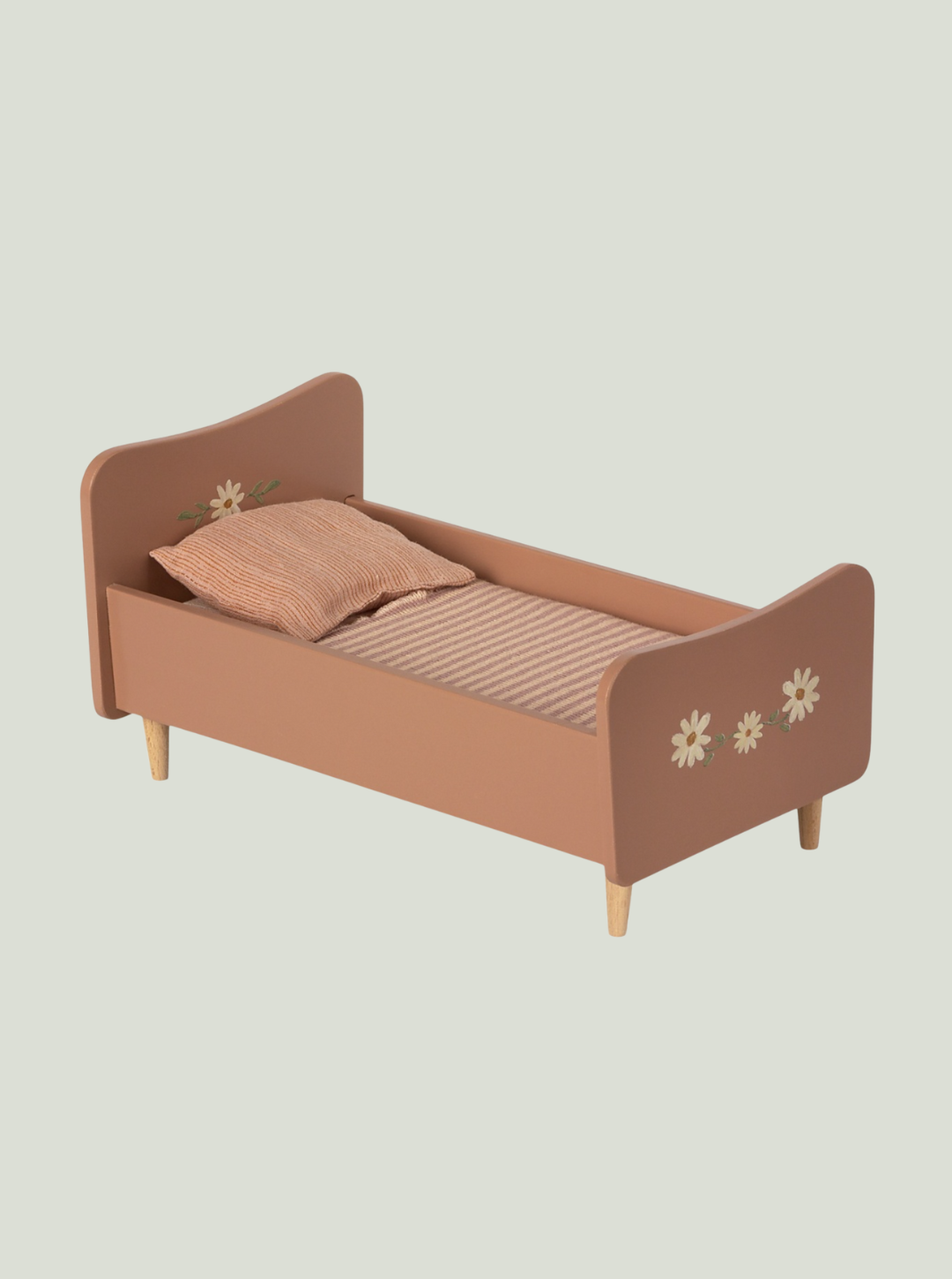 Maileg różowe drewniane łóżko , wooden bed rose