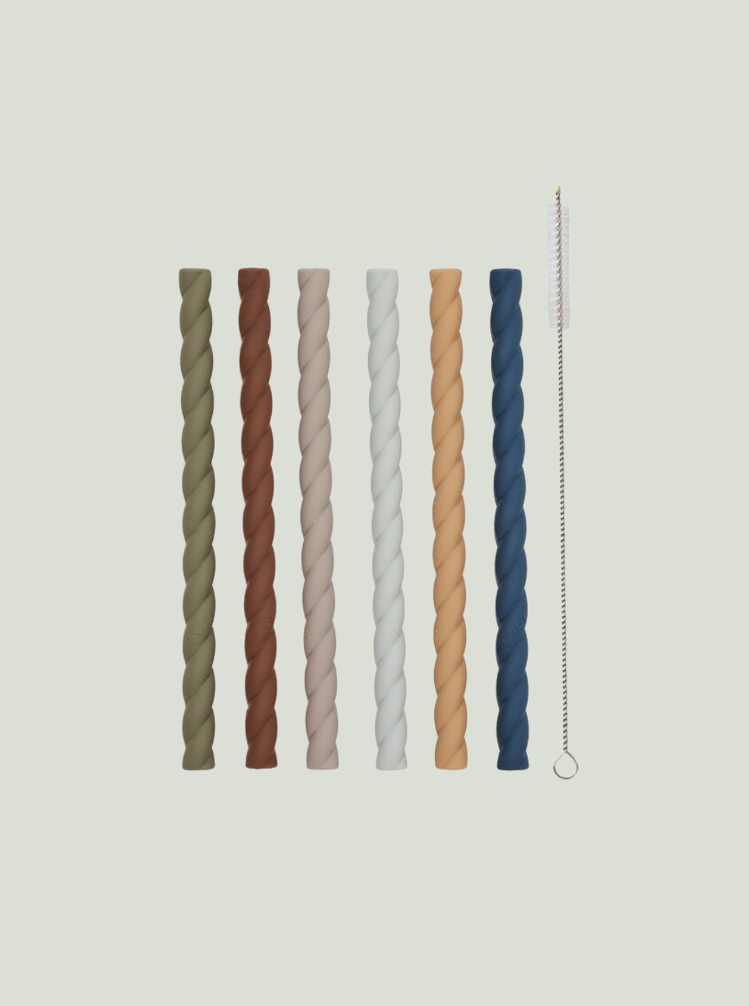 Silikonowa słomka Caramel/Blue – opakowanie 6 sztuk OYOY