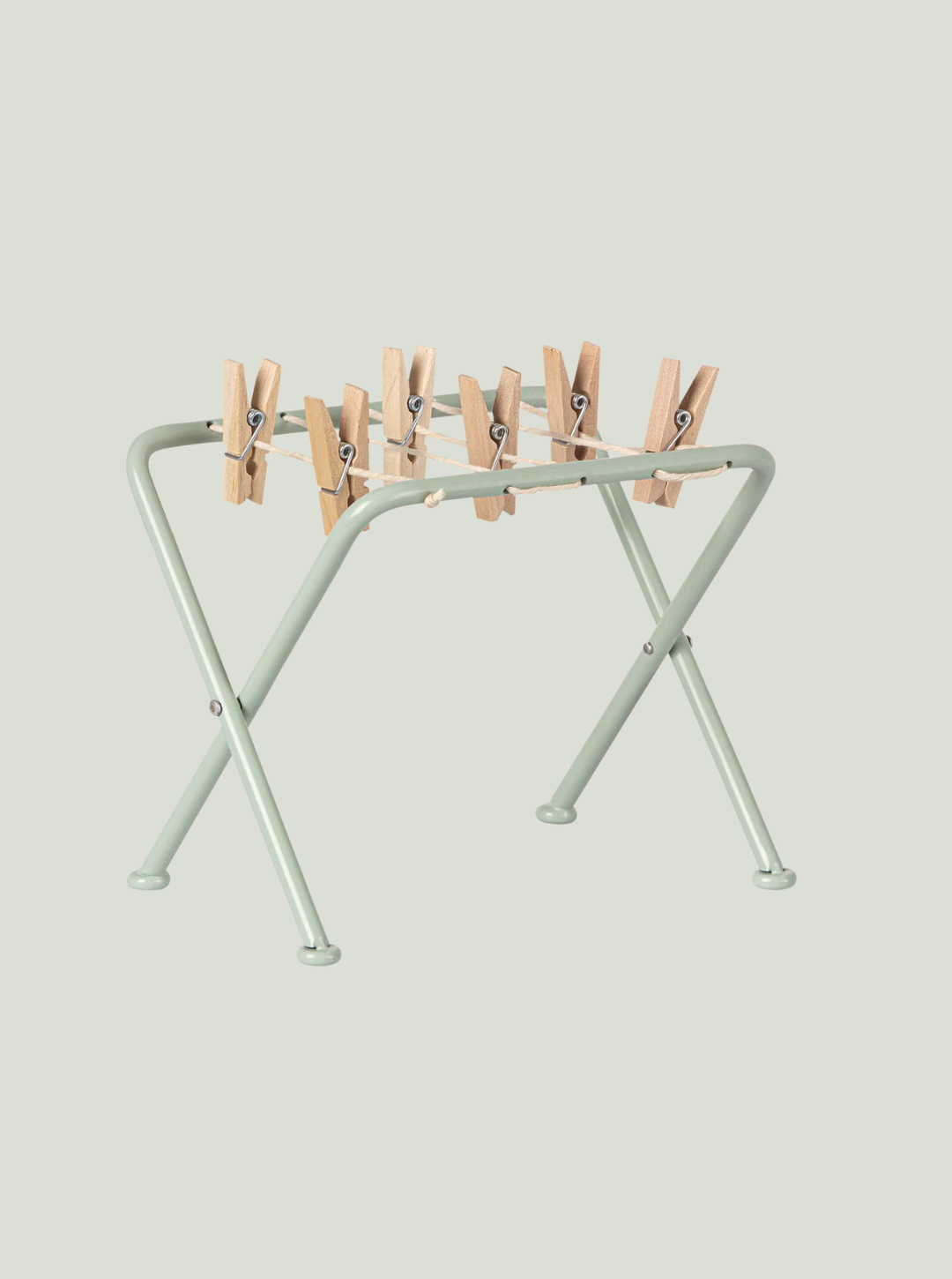 MAILEG składana suszarka na pranie z drewnianymi klamerkami mint