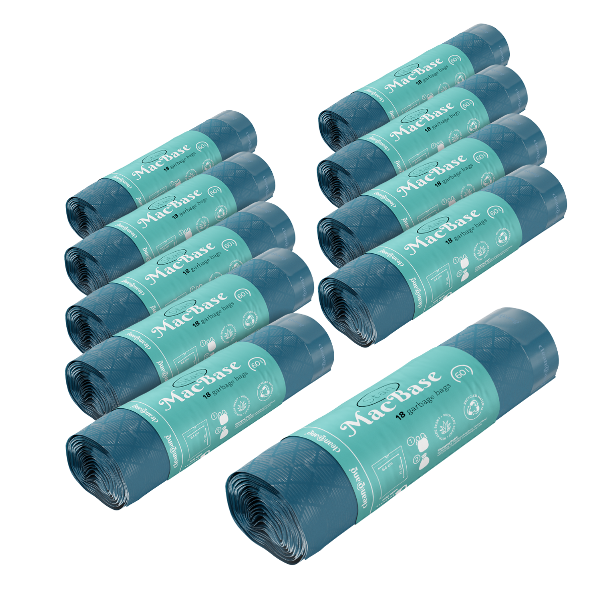 10x Worki na śmieci 60L, 10x 18 szt.