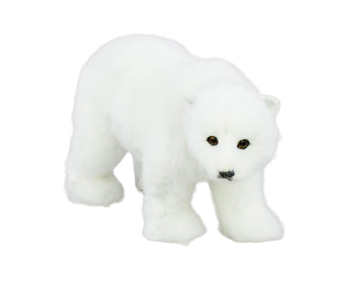 Niedźwiadek biały futerko na czterech łapach duży 15x26cm