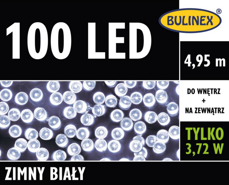 Lampki LED 100L 4,95m biały zimny zewnętrzne