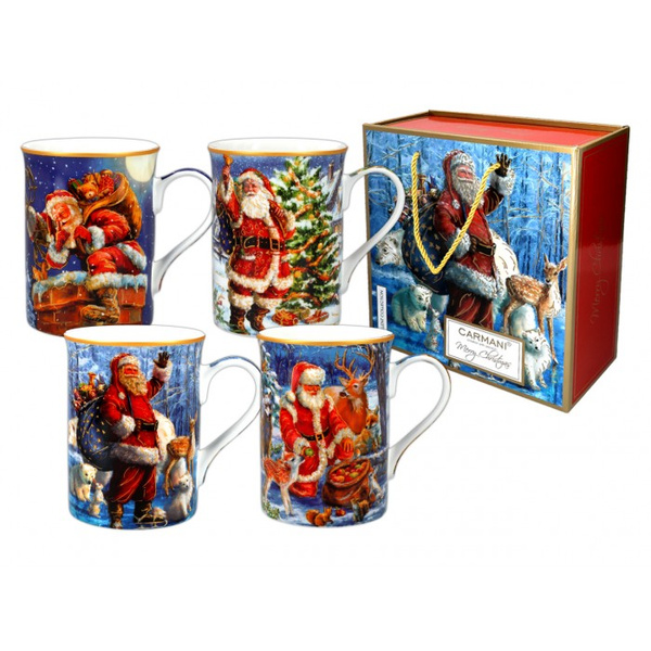Kubki komplet 4 sztuki- Święty Mikołaj Carmani 400ml