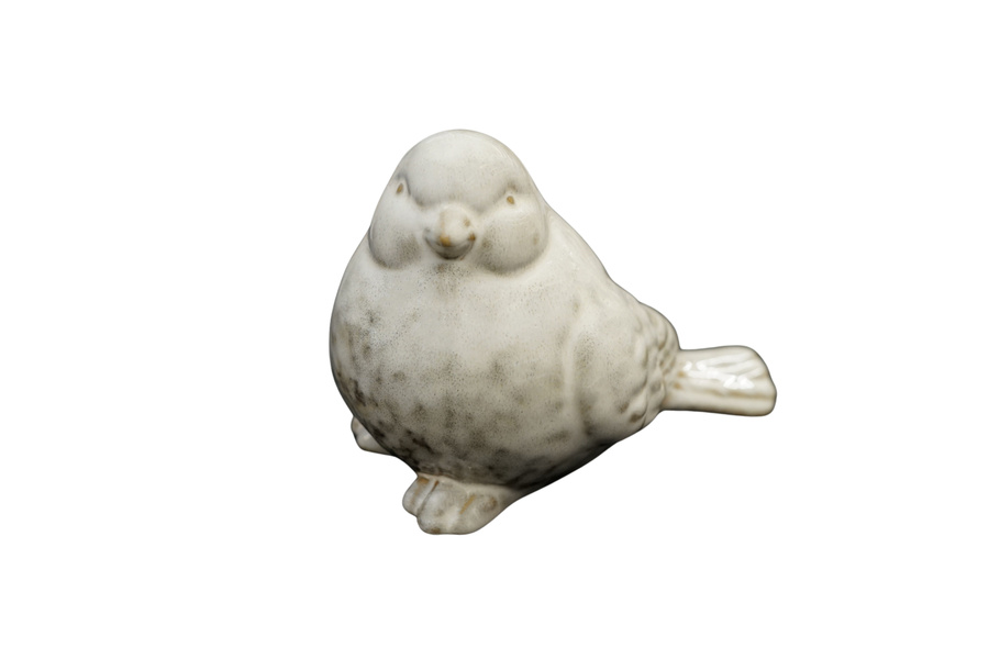 Cieniowany ptak ceramiczny w odcieniach beżu 12 cm