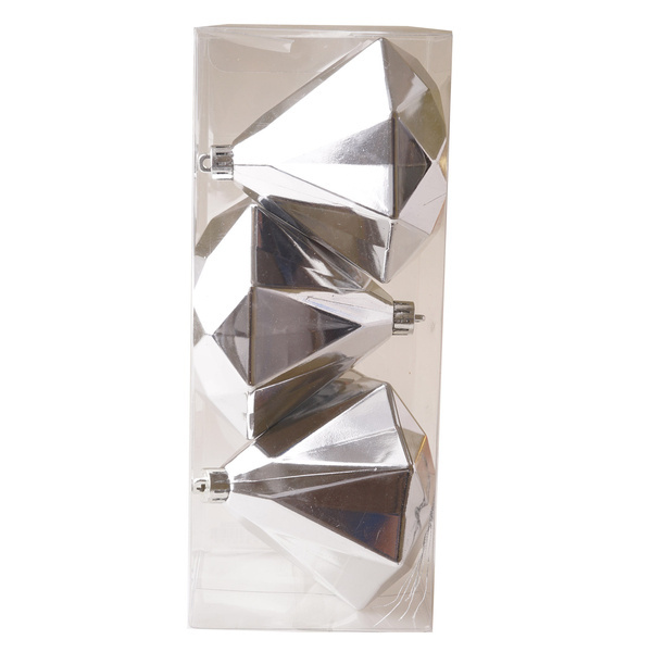 Bombka Diament srebrny 3sztuki 10cm