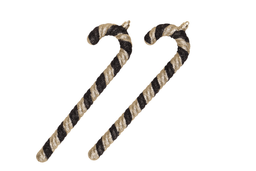 Bombki laska cukrowa czarno-złota 25 cm 2 sztuki