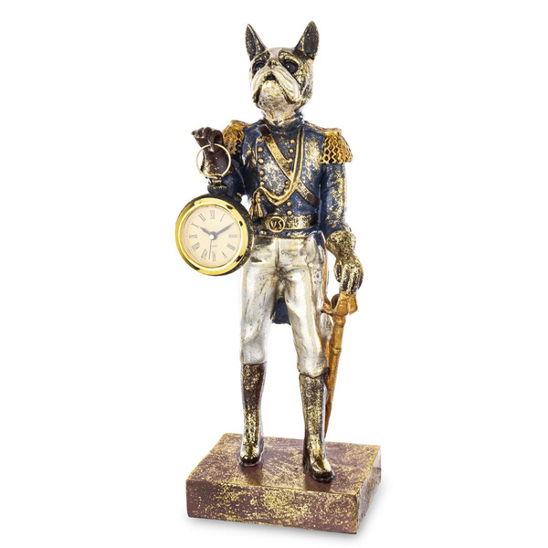 Figurka Antyk PIES ze złotym zegarem nakrapiany złotem 32,5 cm
