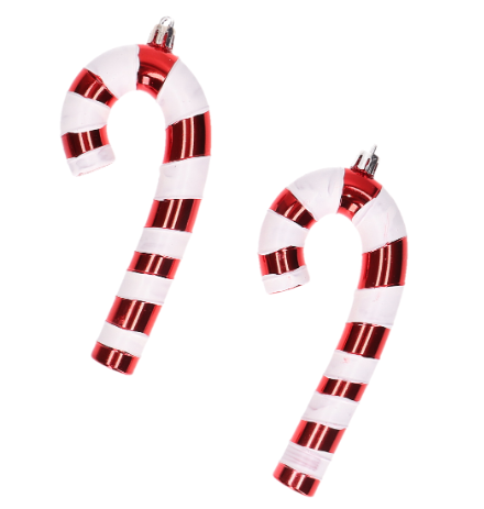 Bombki laska cukrowa biało-czerwona 14 cm 2 sztuki