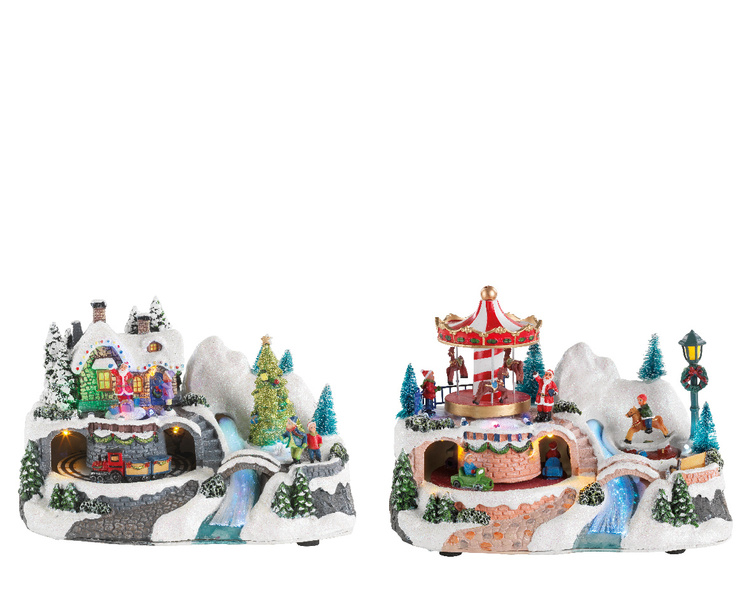 Scenka Led karuzela, pociąg, grająca multikolor 15x24x16 2wzory