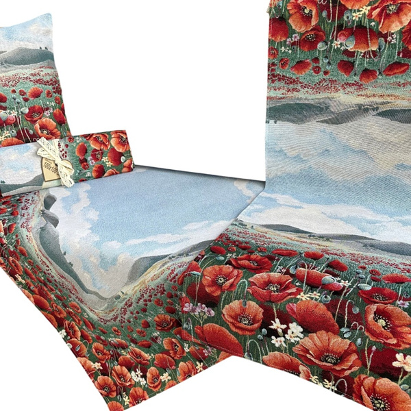 Obrus na stół EDEN Pole maków 100x100cm Chenille