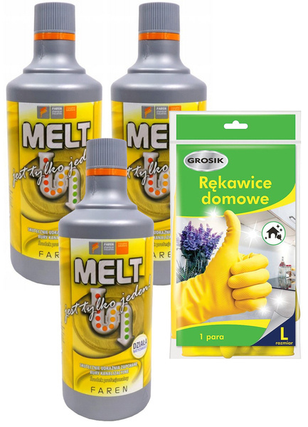 Środek do udrażniania rur Melt 3x750ml + rękawice