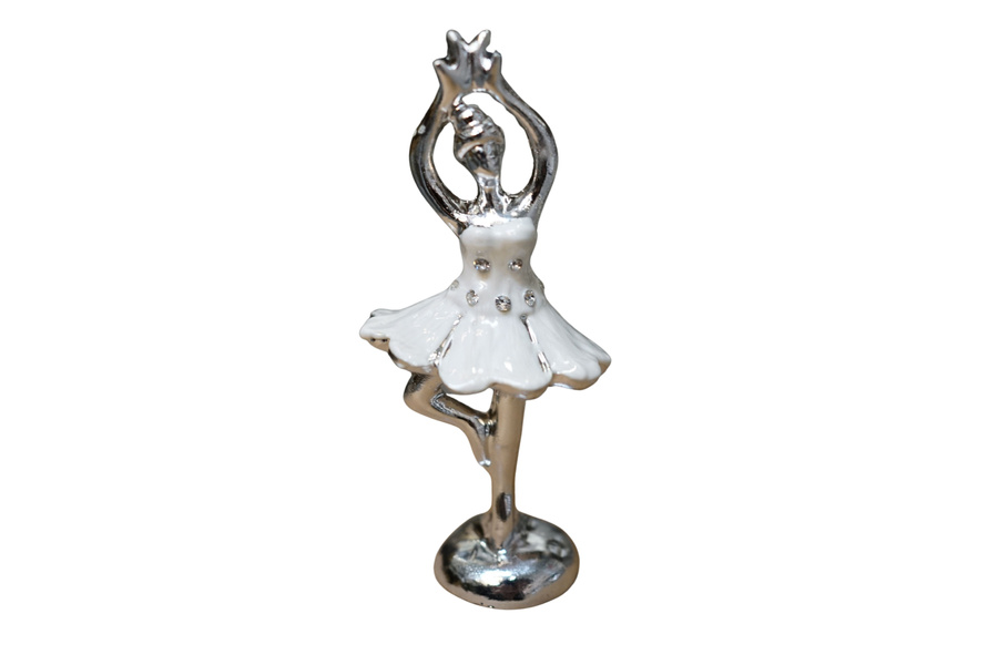 Figurka Baletnica biało-srebrna 10 cm