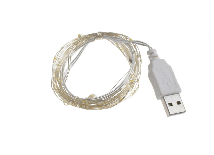 Lampki LED 50 ŻYŁKA biały zimny USB
