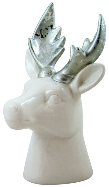 Głowa renifera ze srebrnym porożem 15 cm