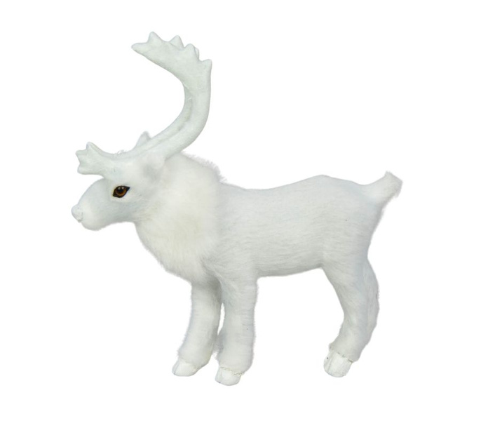 Renifer biały futerko 11,5x12cm