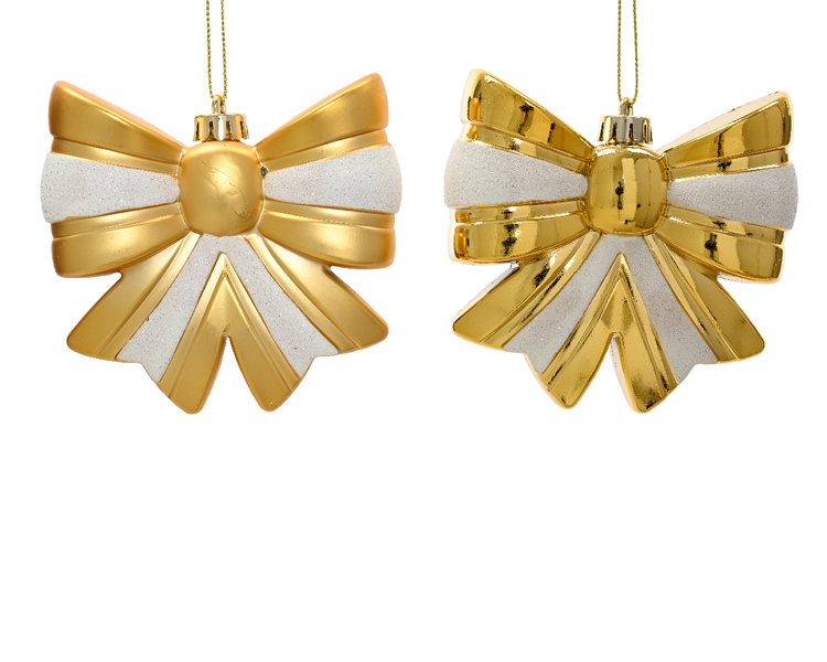 Bombka Kokarda biało-złota połysk/mat 12cm 1 sztuka