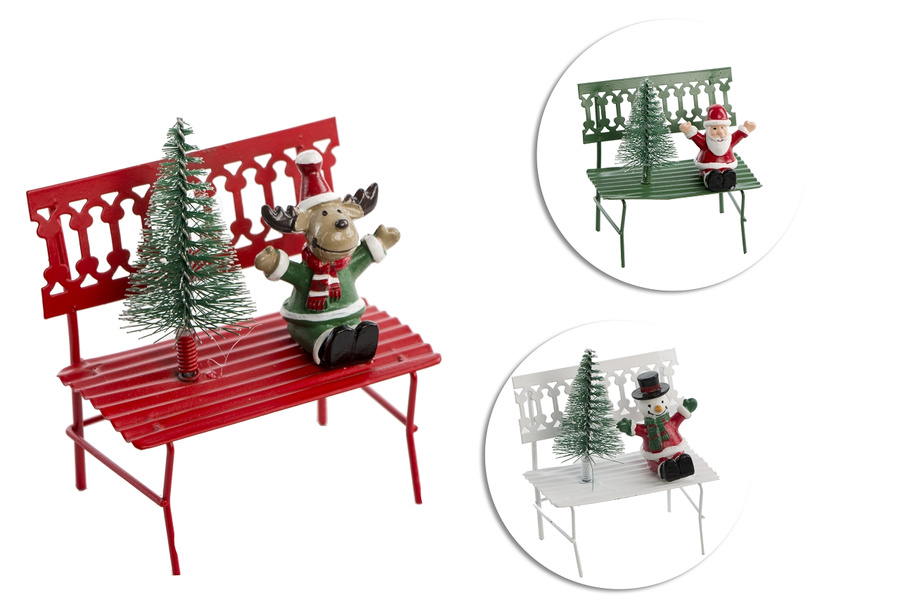 Ławka metalowa czerwona/zielona/biała 10x8xcm