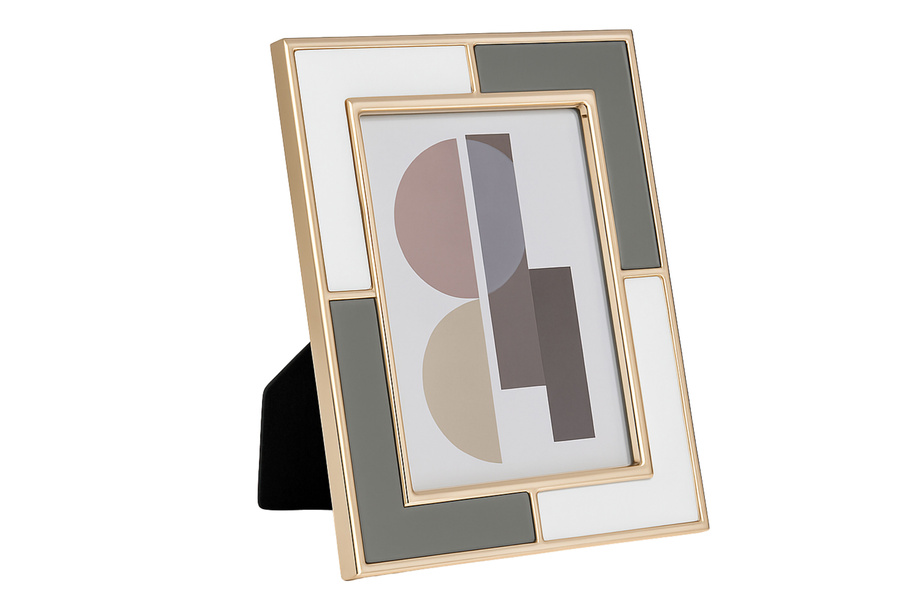 Ramka na zdjęcie 11,5x16,5 /16,5x21,5 biało-szara, złote ranty