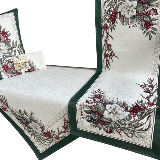 Obrus na stół 100x100cm Świąteczny stroik, biała Poisencja