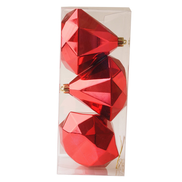 Bombka Diament czerwony 3sztuki 10cm
