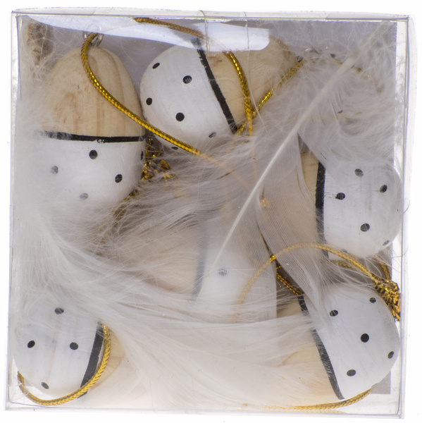 Zawieszki 6 jajek naturalne białe białe piórka