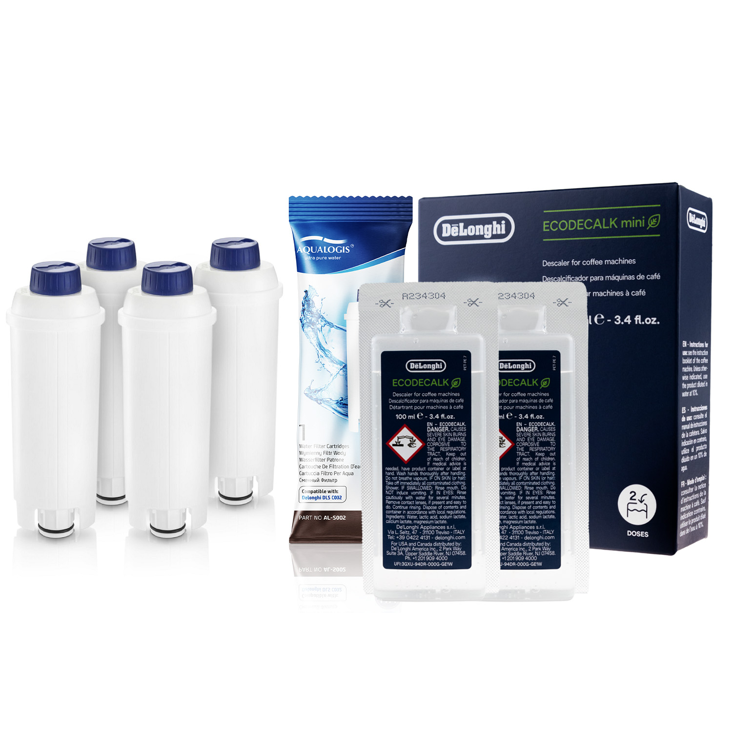 4x Filtr Do Ekspresu Delonghi AL-S002 + Odkamieniacz EcoDecalk 200ml