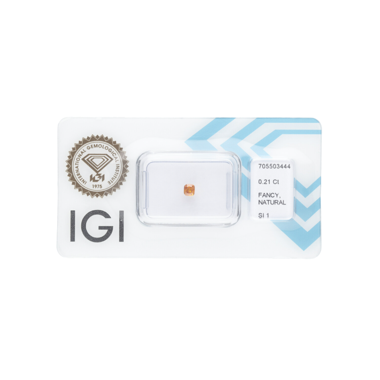 Diament naturalny 0,21 CT / Natural Fancy Intense Yellowish Orange / Cushion Modified Brilliant / SI1 / G - wysyłka 24 h! - Mennica Skarbowa