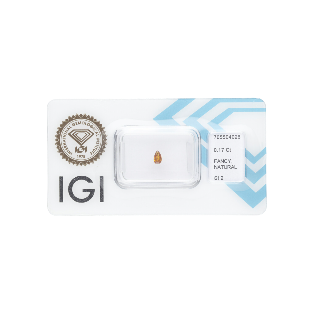 Diament naturalny 0,17 CT / Natural Fancy Deep Yellowish Orange / Pear Modified Brilliant / SI2 / G - wysyłka 24 h! - Mennica Skarbowa