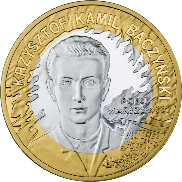 Srebrna moneta 65. rocznica Powstania Warszawskiego – poeci warszawscy: Krzysztof Kamil Baczyński 2009 - wysyłka 24 h! - Mennica Skarbowa