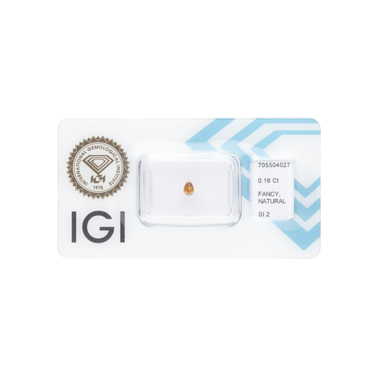 Diament naturalny 0,16 CT / Natural Fancy Intense Yellowish Orange / Pear Modified Brilliant / SI2 / G - wysyłka 24 h! - Mennica Skarbowa