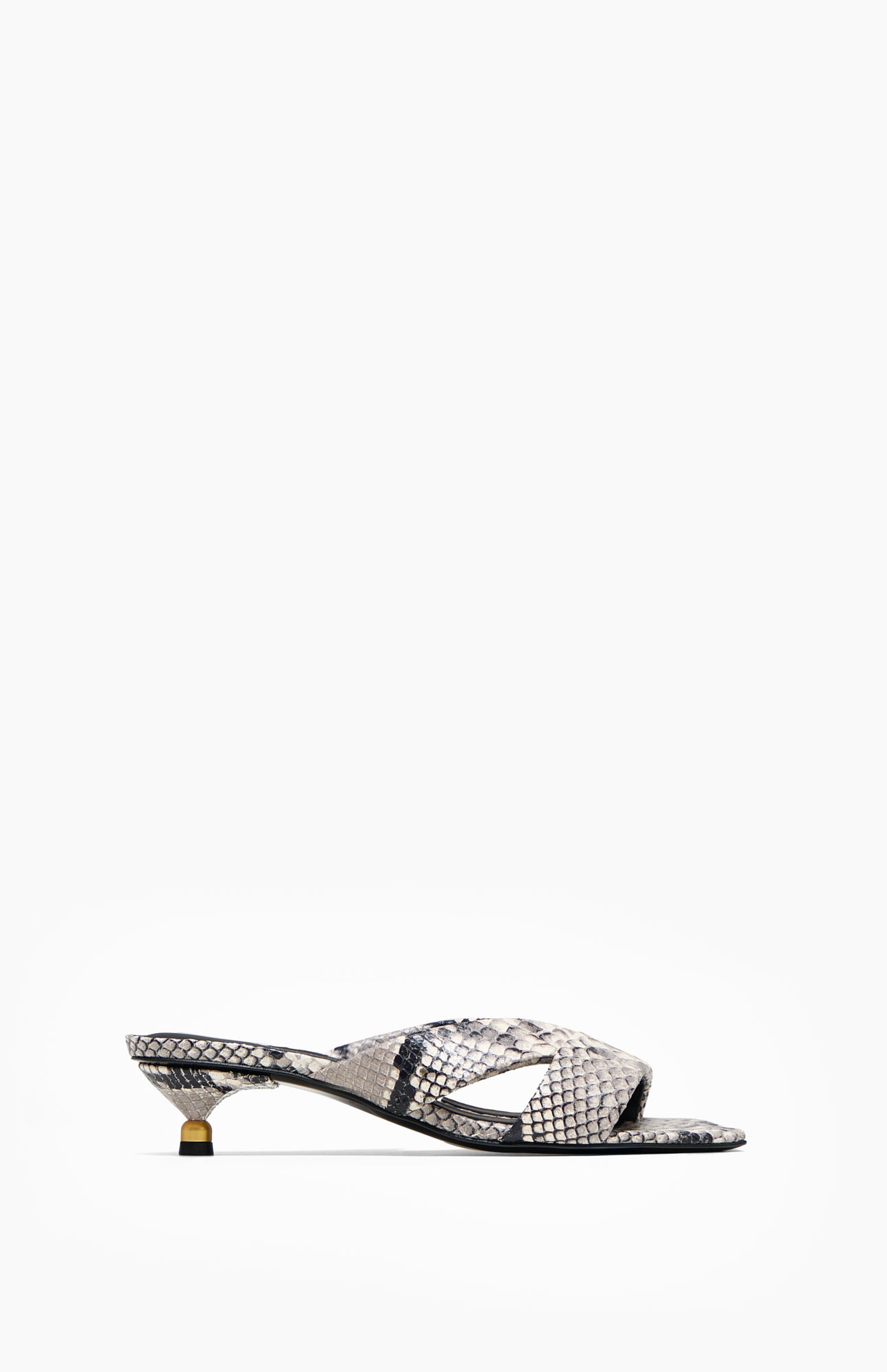 Klapki na obcasie MAYA GRAY PYTHON 36 - Vanda Novak