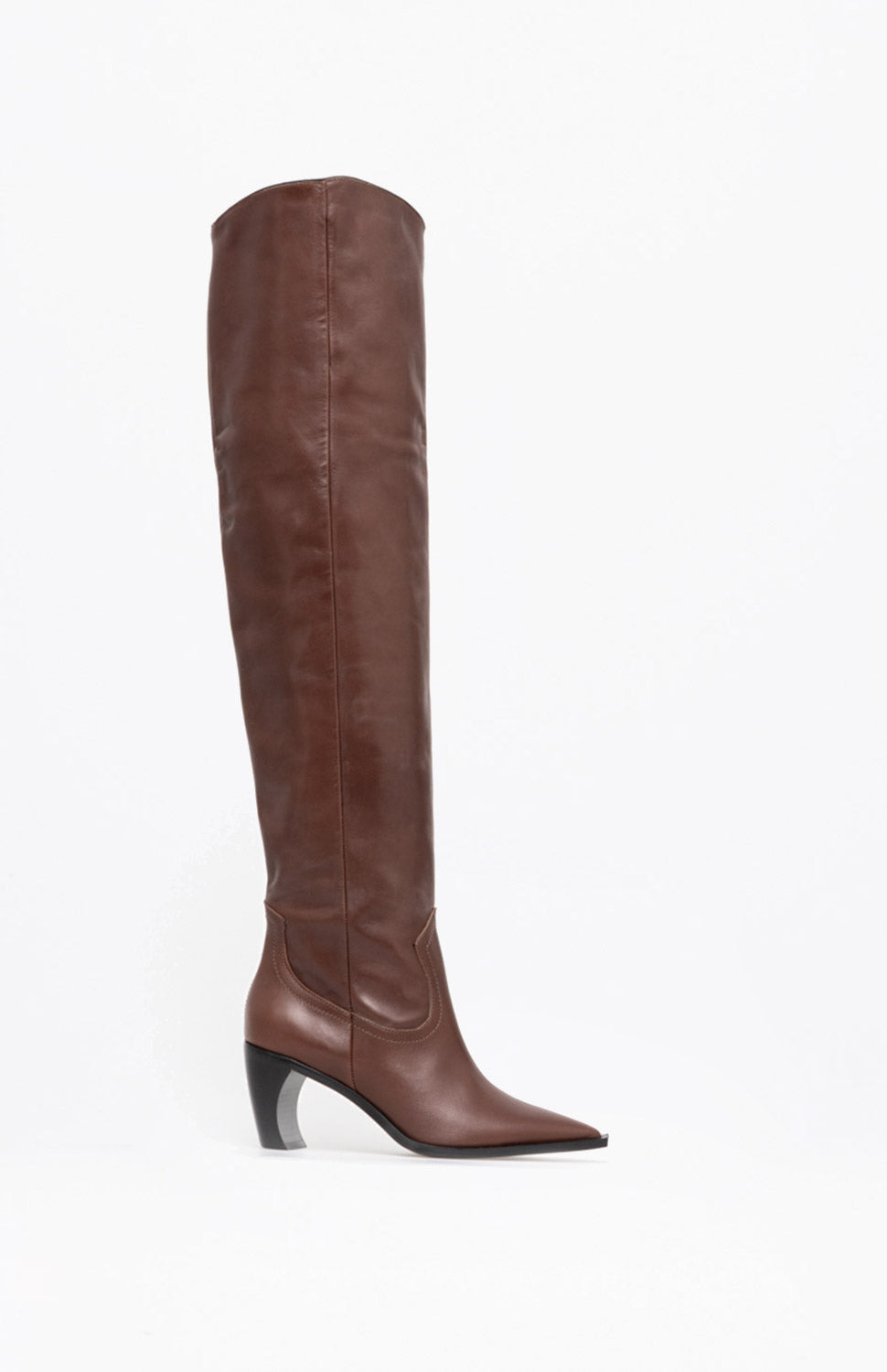 Skórzane kozaki damskie SHARON LONG BROWN 40 - Vanda Novak