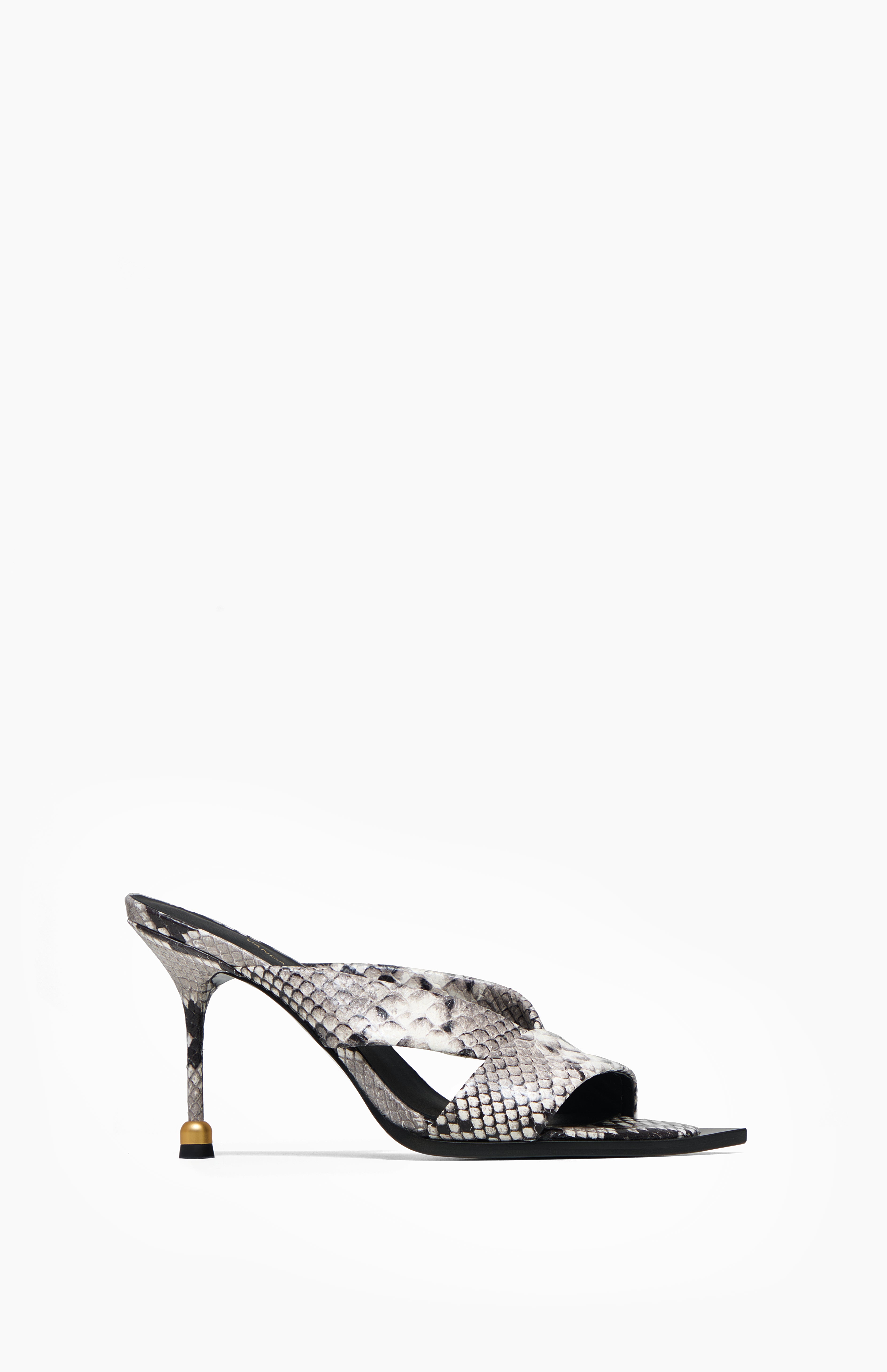 Klapki na obcasie MILA GRAY PYTHON 37 - Vanda Novak