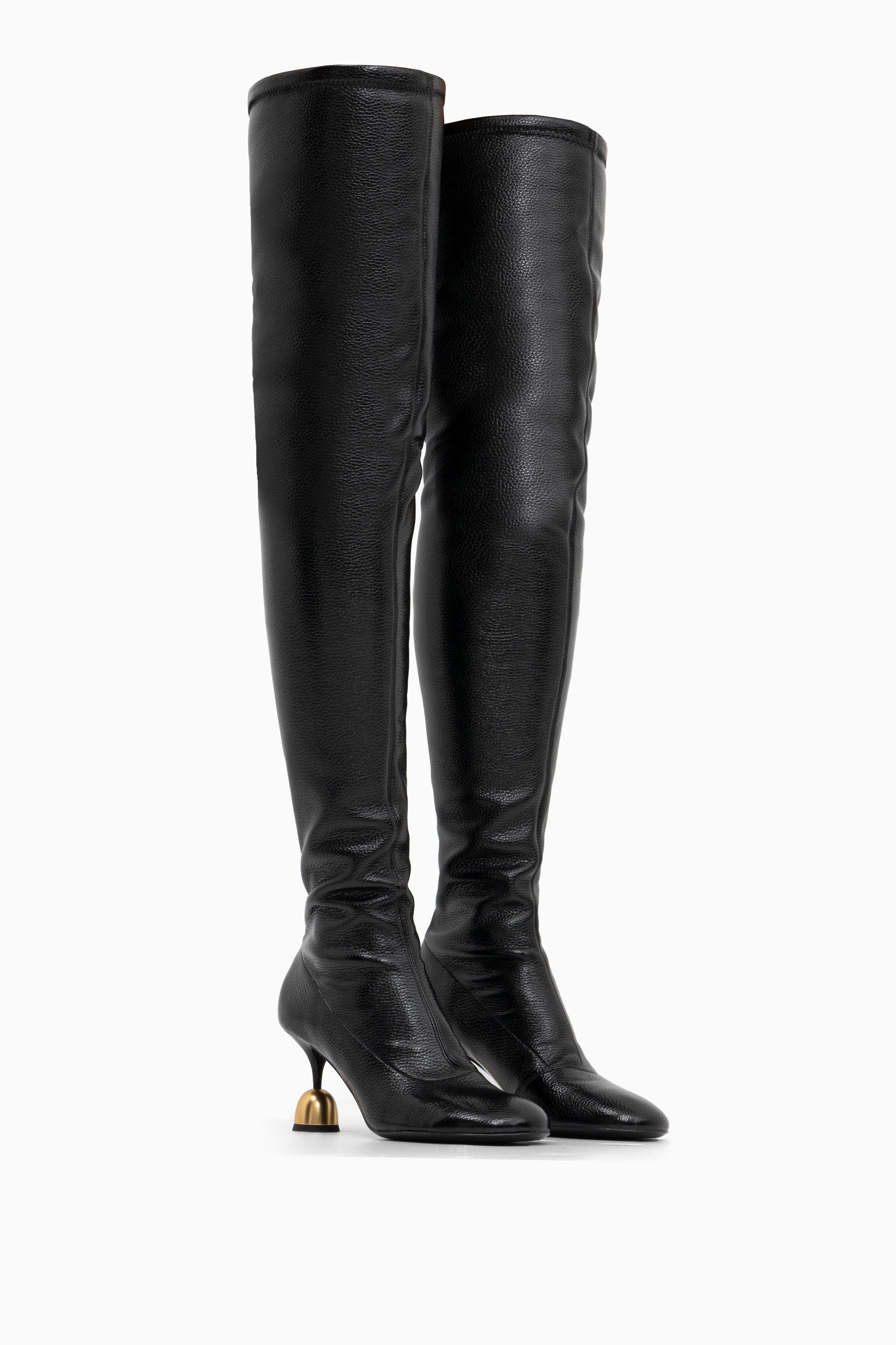 Skórzane kozaki damskie CORNELIA METALLIC BLACK 40 - Vanda Novak