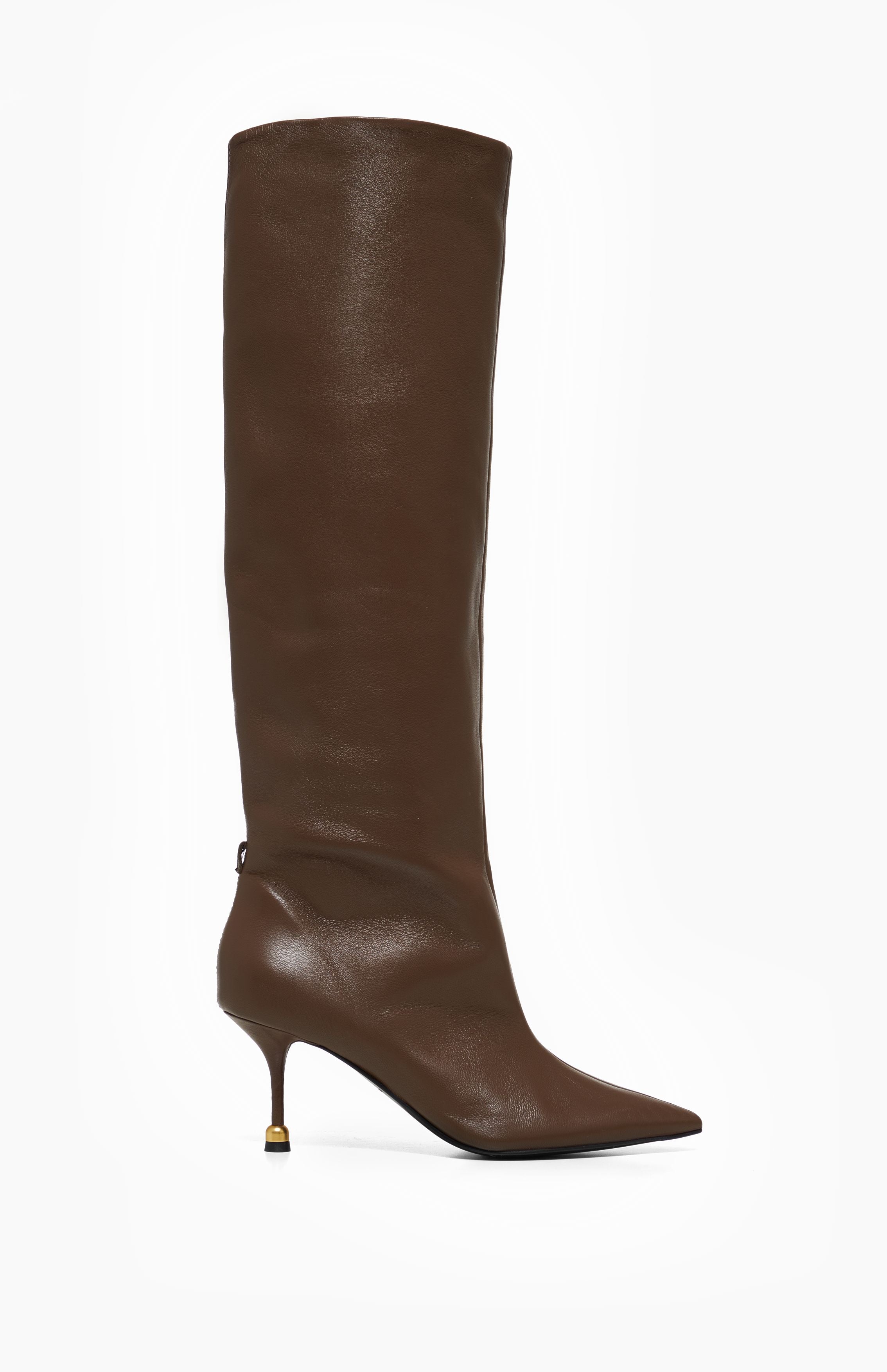 Skórzane kozaki damskie KAJA DARK CHOCOLATE 42 - Vanda Novak