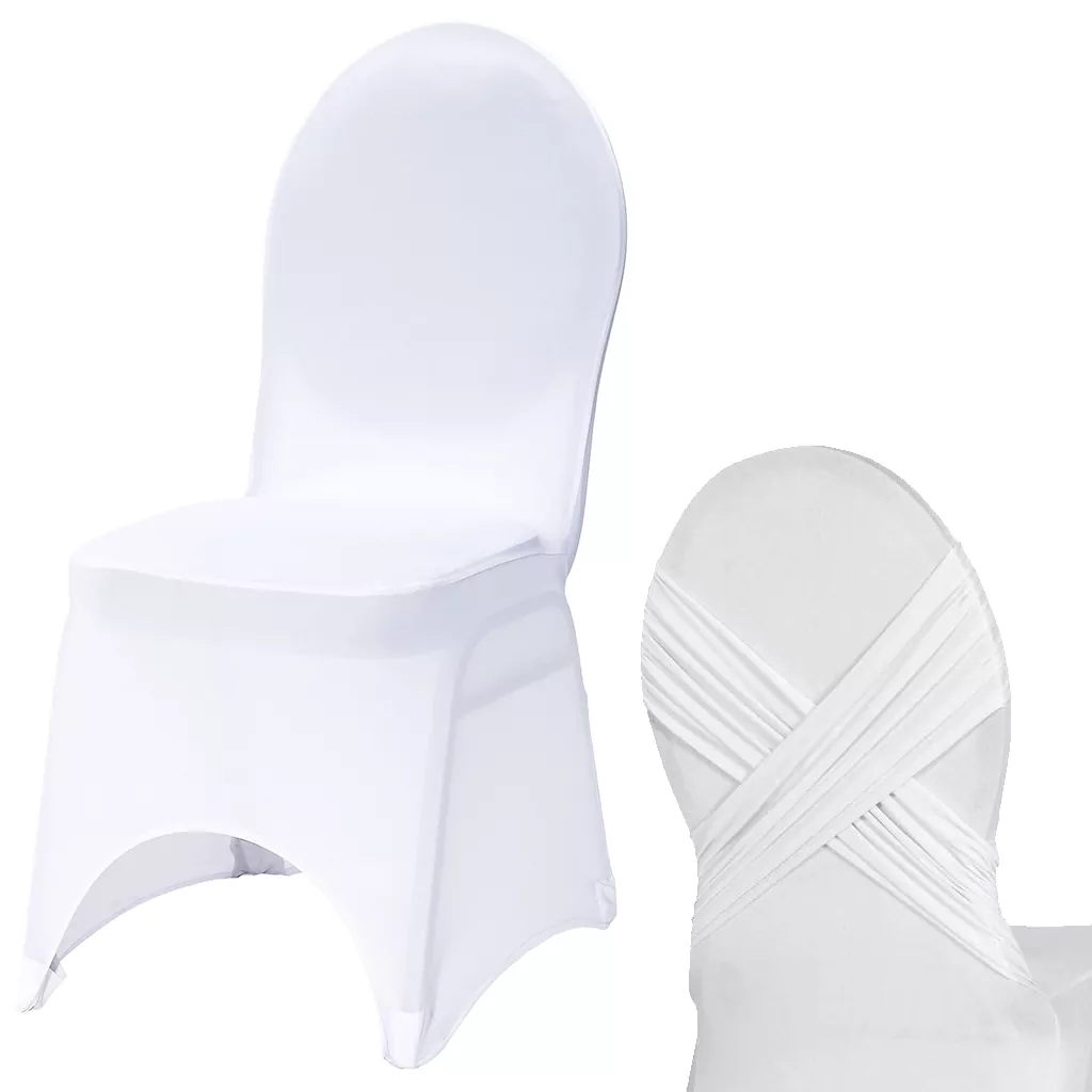 Pokrowiec na krzesło bankietowe kolor biały z przeszyciem