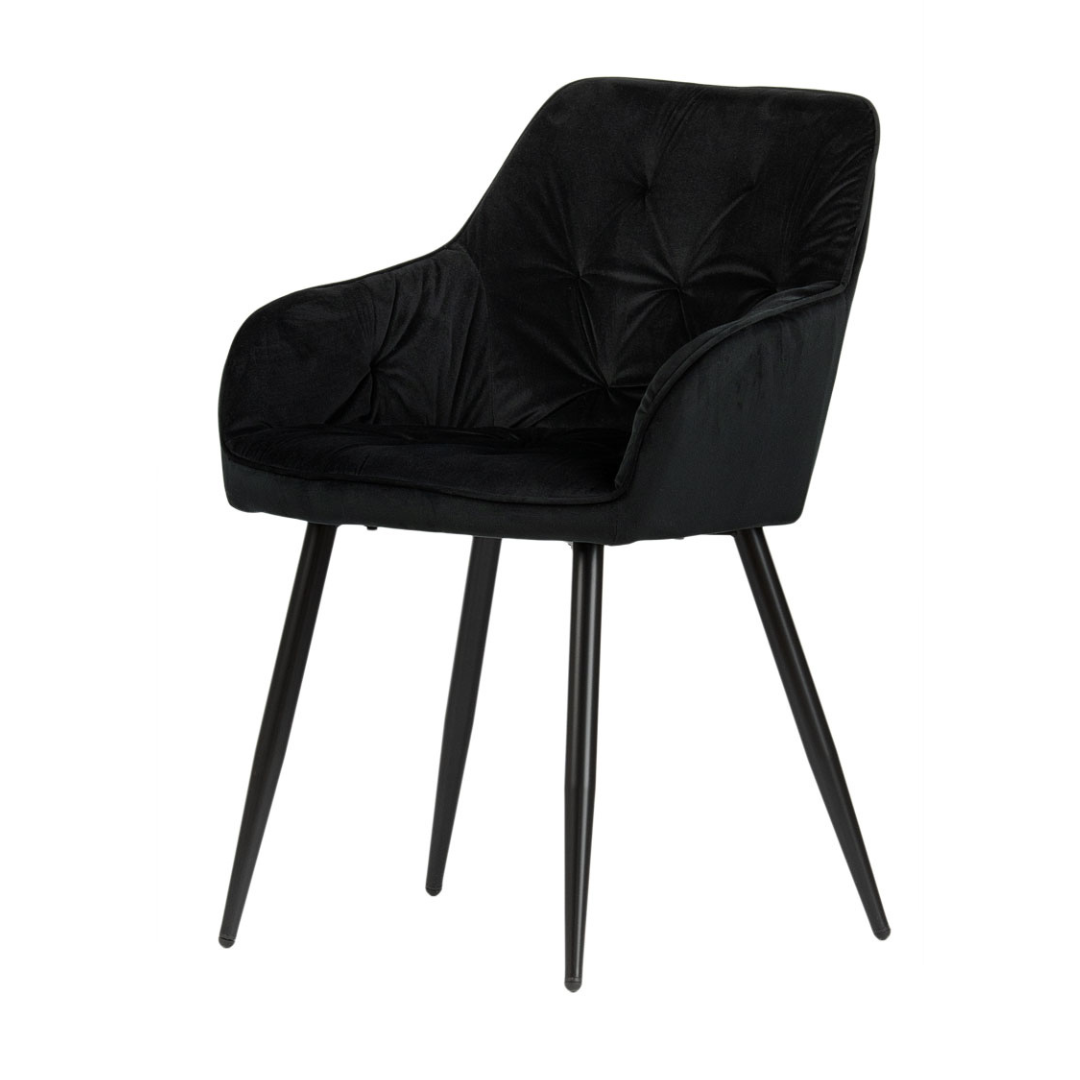 Krzesło tapicerowane welurowe Imperio - kolor czarny