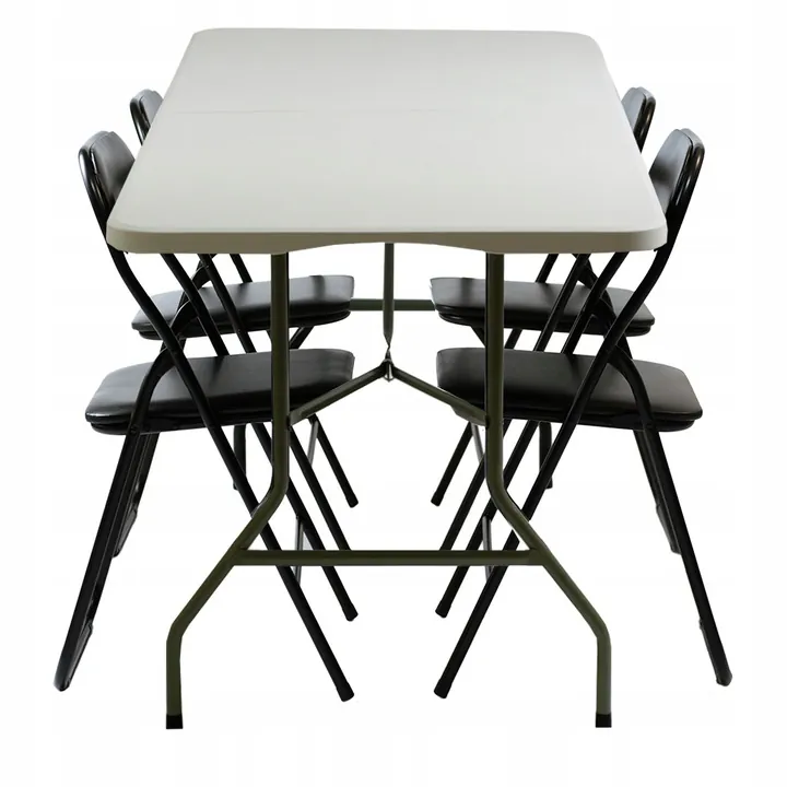 Zestaw cateringowy ogrodowy biały składany - stół 180x74cm + 4 krzesła Black Premium
