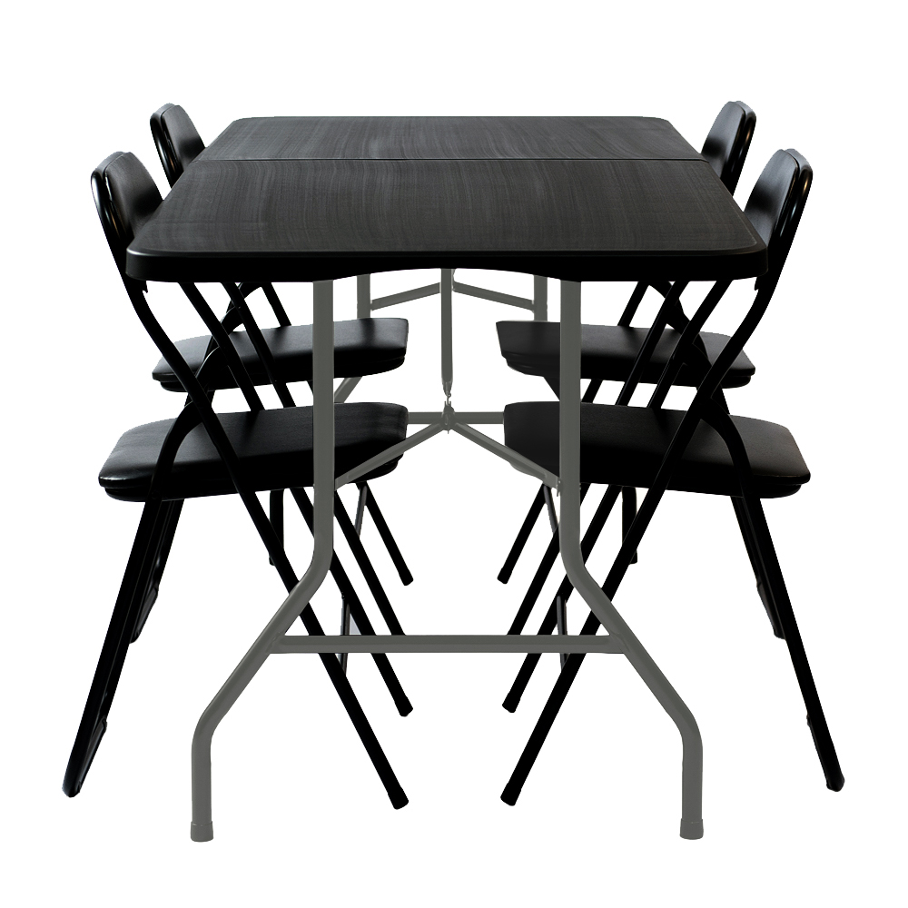 Zestaw cateringowy ogrodowy czarny składany - stół 180x74cm + 4 krzesła Black Premium