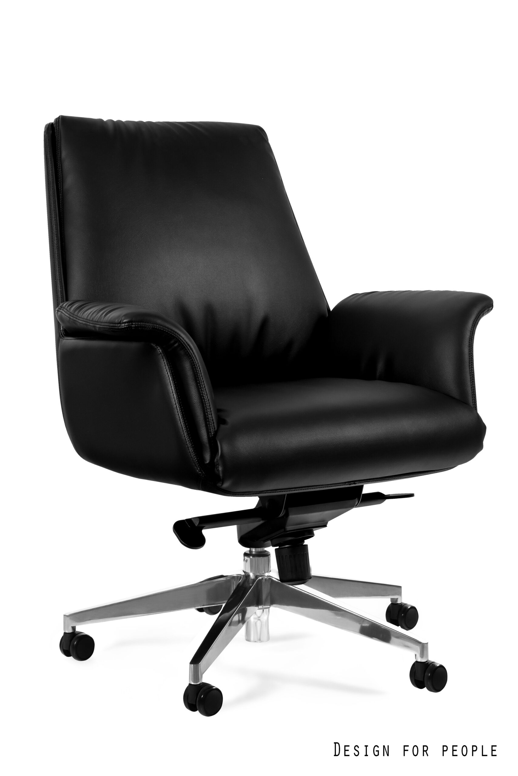 APUS M fotel gabinetowy czarny, skóra naturalna