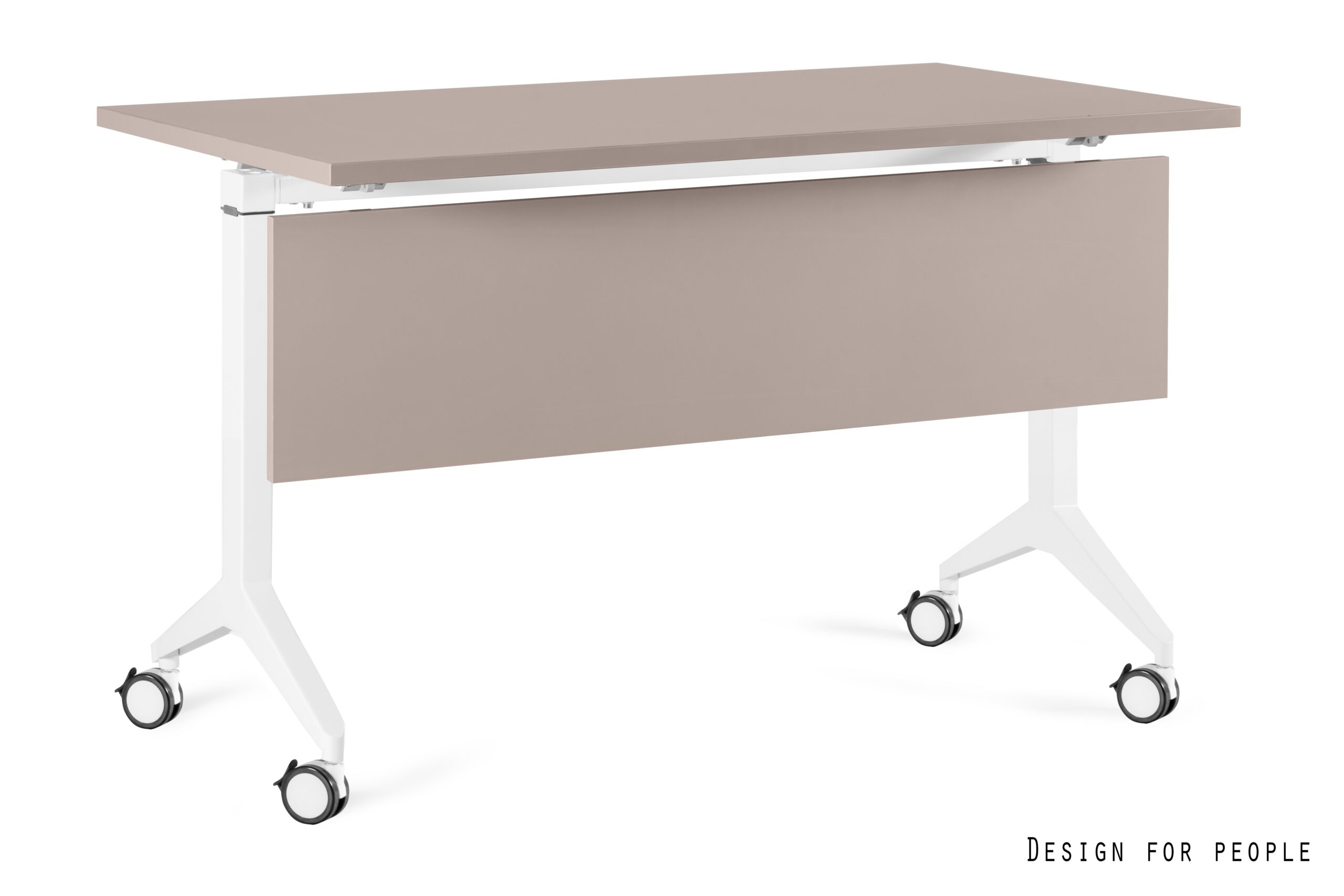 YUMI S mobilne biurko składane, biały stelaż, blat i panel maskujący