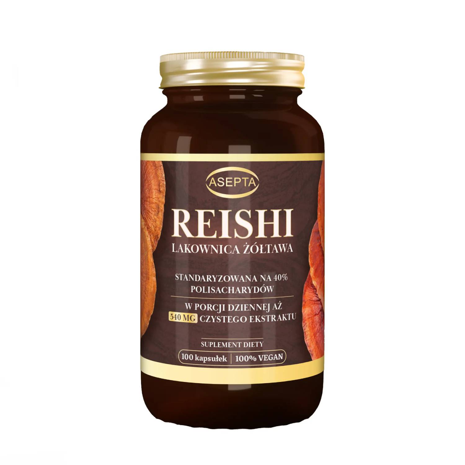 Asepta reishi lakownica żółtawa, 100 kapsułek