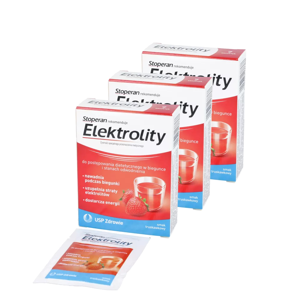 Zestaw stoperan elektrolity - smak truskawkowy, saszetki, 3 x 7 sztuk