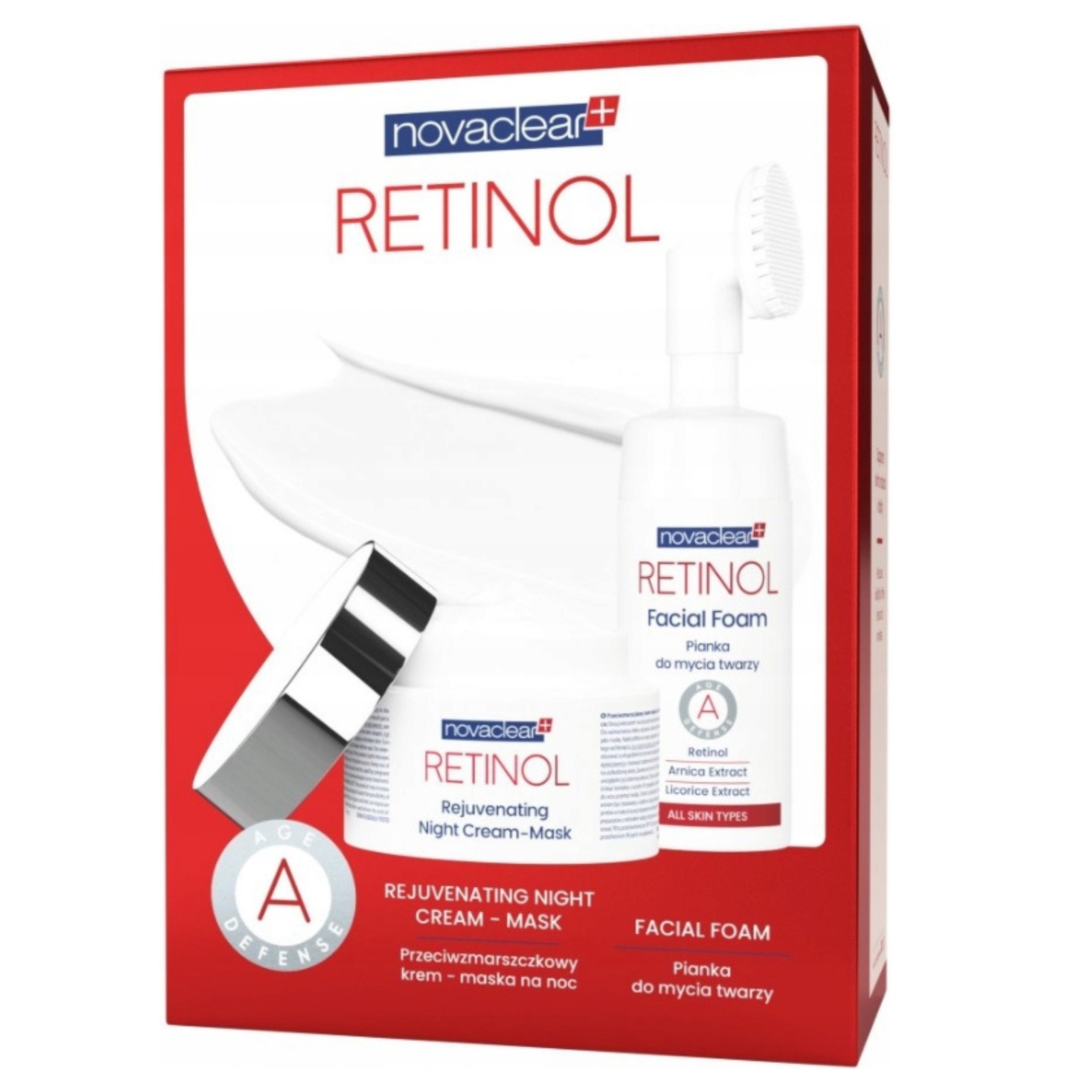 Novaclear retinol - zestaw: krem-maska na noc + pianka do mycia, 1 sztuka