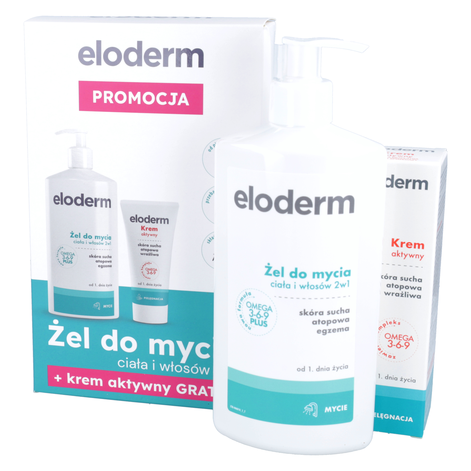 Eloderm - żel do mycia ciała i włosów + krem od 1. dnia życia, 1 zestaw