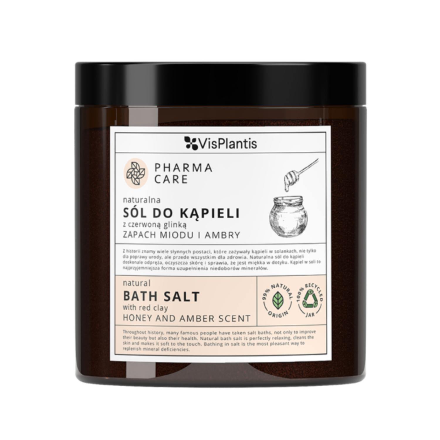 Vis plantis pharma care - naturalna sól do kąpieli z czerwoną glinką, ambrą i miodem, 800 g (data ważności: 04.04.2026)