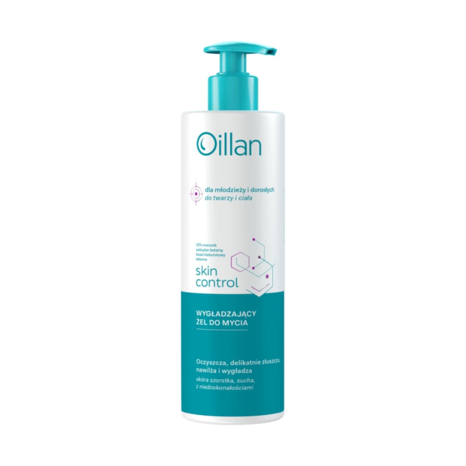 Oillan skin control - wygładzający żel do mycia ciała i twarzy z 10% mocznikiem, 400 ml