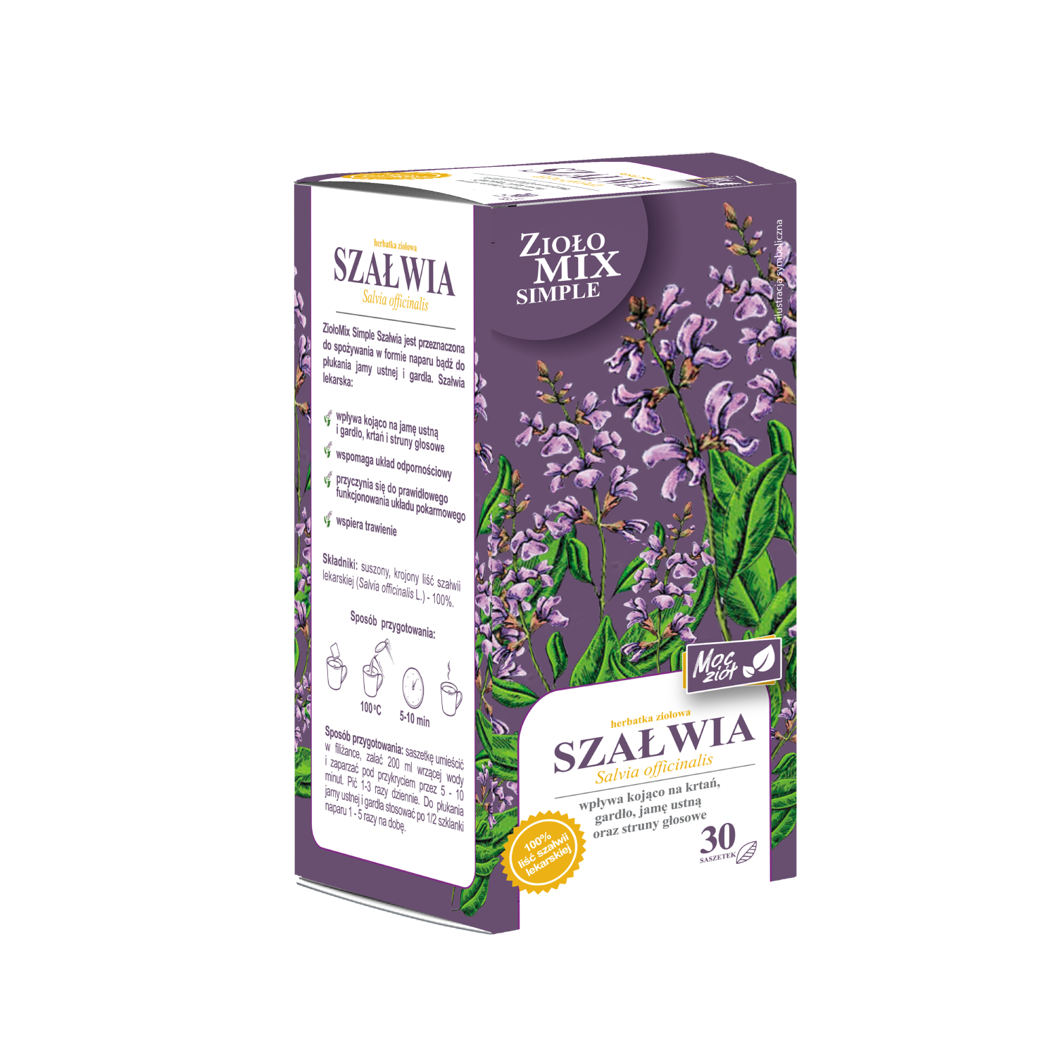 Zdrowe korzyści - ziołomix simple szałwia, herbata ziołowa, 30 saszetek