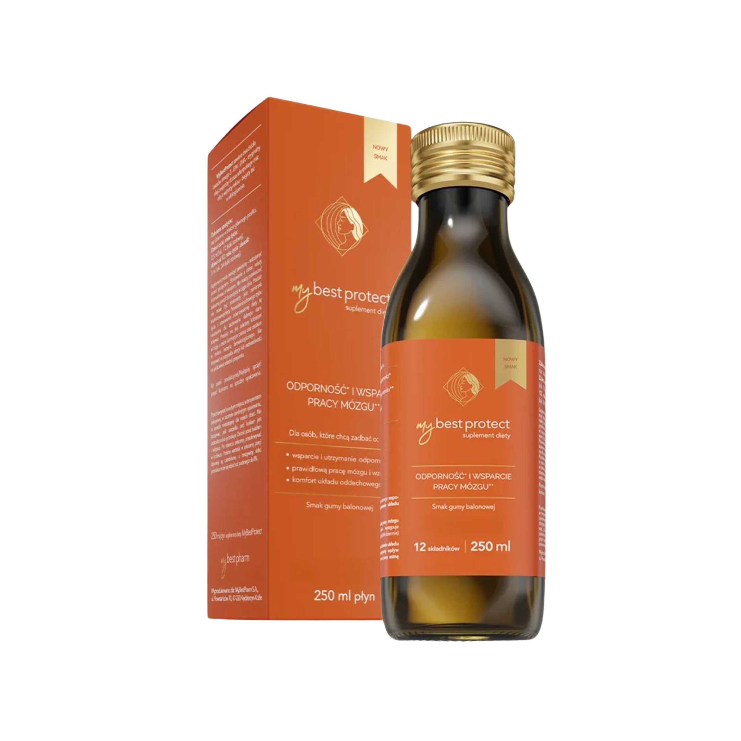 Mybestpharm protect, smak guma balonowa, 250 ml